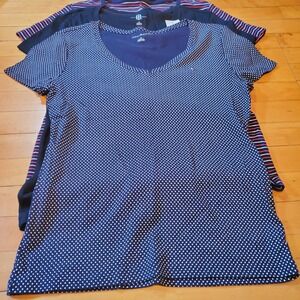 TOMMY HILFIGER Flag Logo T-shirt V-neck Set Of 3 Size L Black Solid , Stripes